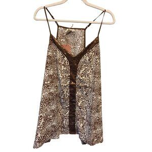 Grace & Emma Camisole Plus Size 3X Sleeveless V Neck Sequin Animal Print Tan NEW